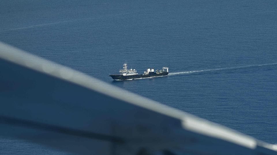 A ship identified by the Philippine Coast Guard as Chinese maritime militia is seen at Scarborough Shoal in the disputed South China Sea on June 15, 2026 (AFP) A ship identified by the Philippine Coast Guard as Chinese maritime militia is seen at Scarborough Shoal in the disputed South China Sea on June 15, 2026 (AFP)
