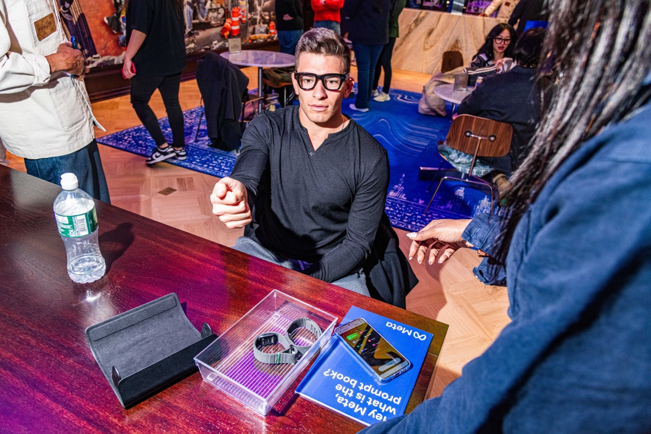 A guest at Meta's Manhattan retail store is given lessons on how to use the smartglasses. A guest at Meta's Manhattan retail store is given lessons on how to use the smartglasses.