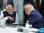 Prime Minister Narendra Modi interacts with US President Donald Trump at the G7 Summit, in Evian