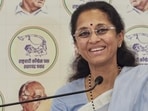 NCP (SP) MP Supriya Sule addresses the media at YB Chavan Centre in Mumbai. (PTI)