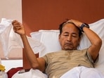 Sonam Wangchuk hunger strike LIVE: Climate activist Sonam Wangchuk during a protest by Cockroach Janata Party (CJP) demanding Pradhan's resignation over alleged irregularities in the NEET examination, at Jantar Mantar, in New Delhi.(PTI)