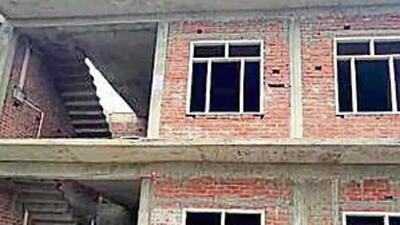 A view of the under-construction house linked to Lavkush Mishra, one of the arrested accused in the Ram temple donation case, in Ayodhya. (ANI VIDEO GRAB)