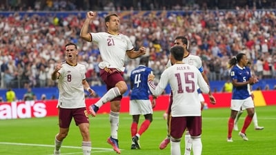 Spain's Mikel Oyarzabal celebrates scoring from the penalty spot the opening goal during a World Cup semifinal soccer match between France and Spain (AP Photo/Julio Cortez) Spain's Mikel Oyarzabal celebrates scoring from the penalty spot the opening goal during a World Cup semifinal soccer match between France and Spain (AP Photo/Julio Cortez)