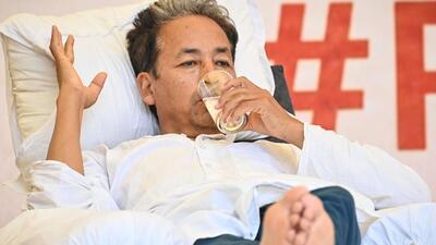 Activist Sonam Wangchuk has been on a hunger strike at New Delhi’s Jantar Mantar. (HT PHOTO) Activist Sonam Wangchuk has been on a hunger strike at New Delhi’s Jantar Mantar. (HT PHOTO)