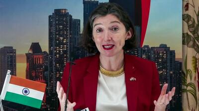British High Commissioner Lindy Cameron also described the FTA as “the largest, most ambitious and modern free trade agreement” to come into effect for both countries. (ANI Video Grab)