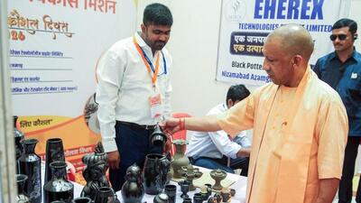 Chief minister Yogi Adityanath at an exhibition on the occasion of World Youth Skills Day-2026 in Lucknow on Thursday. (ANI PHOTO) Chief minister Yogi Adityanath at an exhibition on the occasion of World Youth Skills Day-2026 in Lucknow on Thursday. (ANI PHOTO)