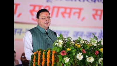 Dhami spoke at the ‘Jan-Jan ki Sarkar, Jan-Jan ke Dwar’ programme in Gopeshwar. (HT Photo) Dhami spoke at the ‘Jan-Jan ki Sarkar, Jan-Jan ke Dwar’ programme in Gopeshwar. (HT Photo)