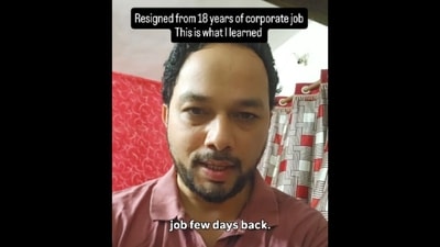 The man explained why he resigned after 18 years in the corporate sector. (Instagram/@dharambuilds) The man explained why he resigned after 18 years in the corporate sector. (Instagram/@dharambuilds)