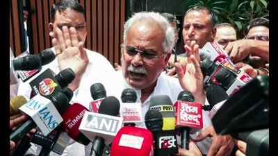 Former Chhattisgarh chief minister and AICC general secretary in-charge of Punjab Bhupesh Baghel speaks to the media at outside AICC general secretary KC Venugopal's residence, in New Delhi on Wednesday. (ANI Video Grab) Former Chhattisgarh chief minister and AICC general secretary in-charge of Punjab Bhupesh Baghel speaks to the media at outside AICC general secretary KC Venugopal's residence, in New Delhi on Wednesday. (ANI Video Grab)