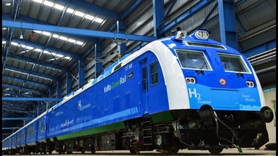 Haryana chief minister Nayab Singh Saini shared image of India's first hydrogen-powered train ready for operations on Jind-Sonepat route. (Sourced)