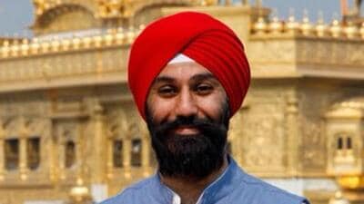 Raj Grewal, then a Liberal MP, at the Golden Temple in Amritsar in February 2018. (Raj Grewal/X) Raj Grewal, then a Liberal MP, at the Golden Temple in Amritsar in February 2018. (Raj Grewal/X)