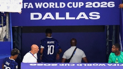 France's Kylian Mbappe looks dejected as he leaves the pitch after the match as France are eliminated from the World Cup (REUTERS)