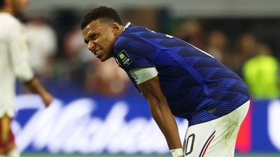 France's Kylian Mbappe looks dejected after the match (REUTERS)