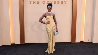 Lupita Nyong'o attended the World Premiere of The Odyssey at Odeon Luxe Leicester Square, looking like a glittering goddess. She plays dual roles in the epic: twins Helen of Troy and Clytemnestra. She channelled the regal poise of her character in a Nicholas Oakwell Couture dress styled with a five-strand pearl and polki diamond choker by Sabyasachi. (Getty Images via AFP) Lupita Nyong'o attended the World Premiere of The Odyssey at Odeon Luxe Leicester Square, looking like a glittering goddess. She plays dual roles in the epic: twins Helen of Troy and Clytemnestra. She channelled the regal poise of her character in a Nicholas Oakwell Couture dress styled with a five-strand pearl and polki diamond choker by Sabyasachi. (Getty Images via AFP)