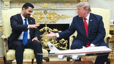 US President Donald Trump shakes hands with Iraqi Prime Minister Ali al-Zaidi during a meeting at the White House. (AFP) US President Donald Trump shakes hands with Iraqi Prime Minister Ali al-Zaidi during a meeting at the White House. (AFP)