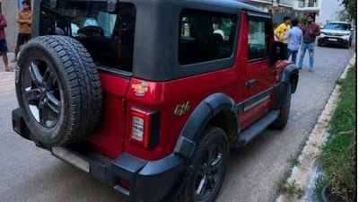 The driver who returned from work in his Mahindra Thar car ran over the domestic helper in the Gurugram society parking area. (HT)