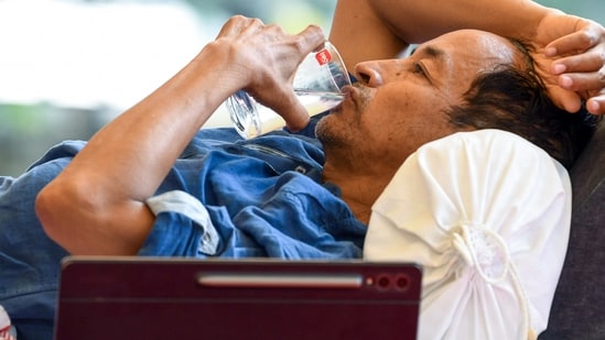 Environmentalist Sonam Wangchuk on the 17th day of his indefinite hunger strike in support of the Cockroach Janata Party (CJP) campaign, seeking the resignation of Union Education Minister Dharmendra Pradhan over alleged examination irregularities and NEET paper leak, at Jantar Mantar, in New Delhi on Tuesday.
