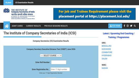 ICSI CSEET Result 2026 LIVE: June session results declared at icsi.edu, direct link here