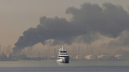 Smoke rising in March from the port of Jebel Ali after a strike on Dubai.
