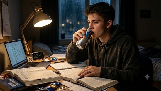 Many students rely on energy drinks to pull all-nighters.
