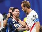 Lionel Messi greets Harry Kane after Argentina's 2-1 win.(AFP)