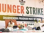 Activist Sonam Wangchuk undergoes a morning medical check-up as he continues his indefinite hunger strike for the nineteenth consecutive day at Jantar Mantar in New Delhi.