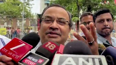 Kolkata, Jul 04 (ANI): TMC MLA Kunal Ghosh speaks to the media on Chandrima Bhattacharya resigning from all posts of TMC, in Kolkata on Saturday. (ANI Video Grab) (ANI Video Grab)