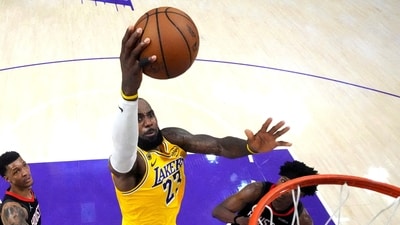 Free agent LeBron James, the playing for Lakers, shoots the ball against Houston Rockets forward Jabari Smith Jr in the 2026 NBA Playoffs. (IMAGN IMAGES via Reuters Connect)