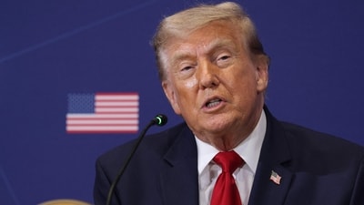 People familiar with the matter revealed why Trump's campaign speech divided Republicans. Alex Wong/Getty Images/AFP (Photo by ALEX WONG/GETTY IMAGES NORTH AMERICA/Getty Images via AFP) (Getty Images via AFP)