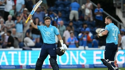 Joe Root held England's chase together with a composed unbeaten 99 from 133 deliveries as the hosts beat India by four wickets in the second ODI to level the series. (AFP) Joe Root held England's chase together with a composed unbeaten 99 from 133 deliveries as the hosts beat India by four wickets in the second ODI to level the series. (AFP)