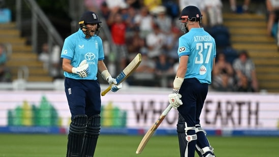 Gus Atkinson hit a boundary to take England over the line while Joe Root remained stranded on 99, but he was more than happy to see his team clinch the crucial win.(AFP)