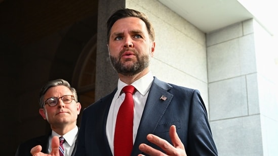 US Vice President JD Vance speak to members of the media following a meeting with House Republicans at the US Capitol in Washington, DC, US, on Wednesday.