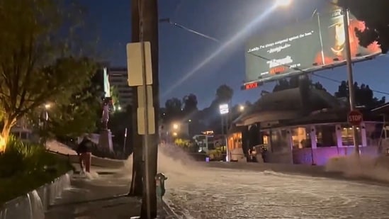 The flooding led authorities to shut several roads around West Hollywood.