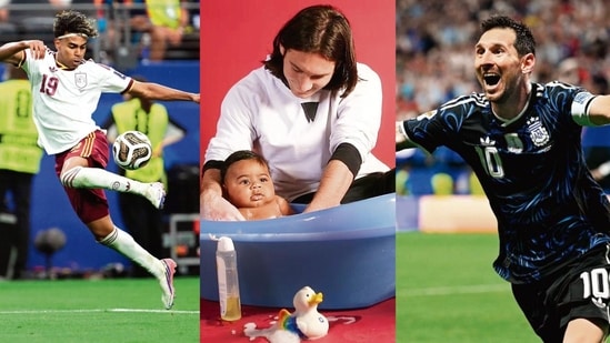 An iconic 2007 photograph of Lionel Messi bathing a baby Lamine Yamal during a charity photoshoot has resurfaced ahead of their World Cup final clash on Sunday.
