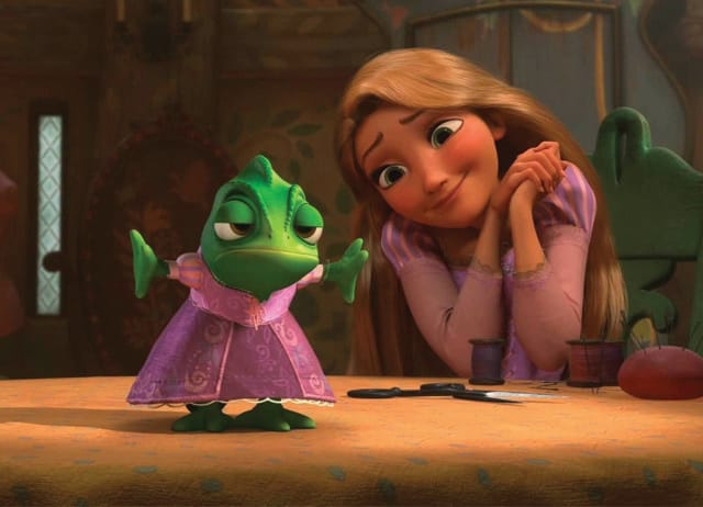 Pascal was protective of Rapunzel, but kept pushing her in romantic situations with Flynn. Pascal was protective of Rapunzel, but kept pushing her in romantic situations with Flynn.