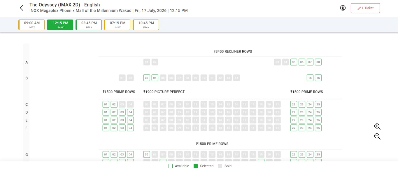 Tickets for The Odyssey have gone up to ₹3400 in India. Tickets for The Odyssey have gone up to ₹3400 in India.