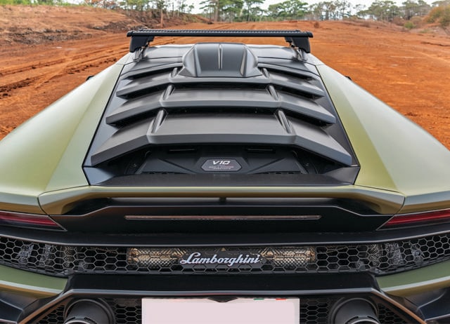 The Lamborghini Sterrato has that glorious naturally aspirated V10, loud, sharp and eager. The Lamborghini Sterrato has that glorious naturally aspirated V10, loud, sharp and eager.
