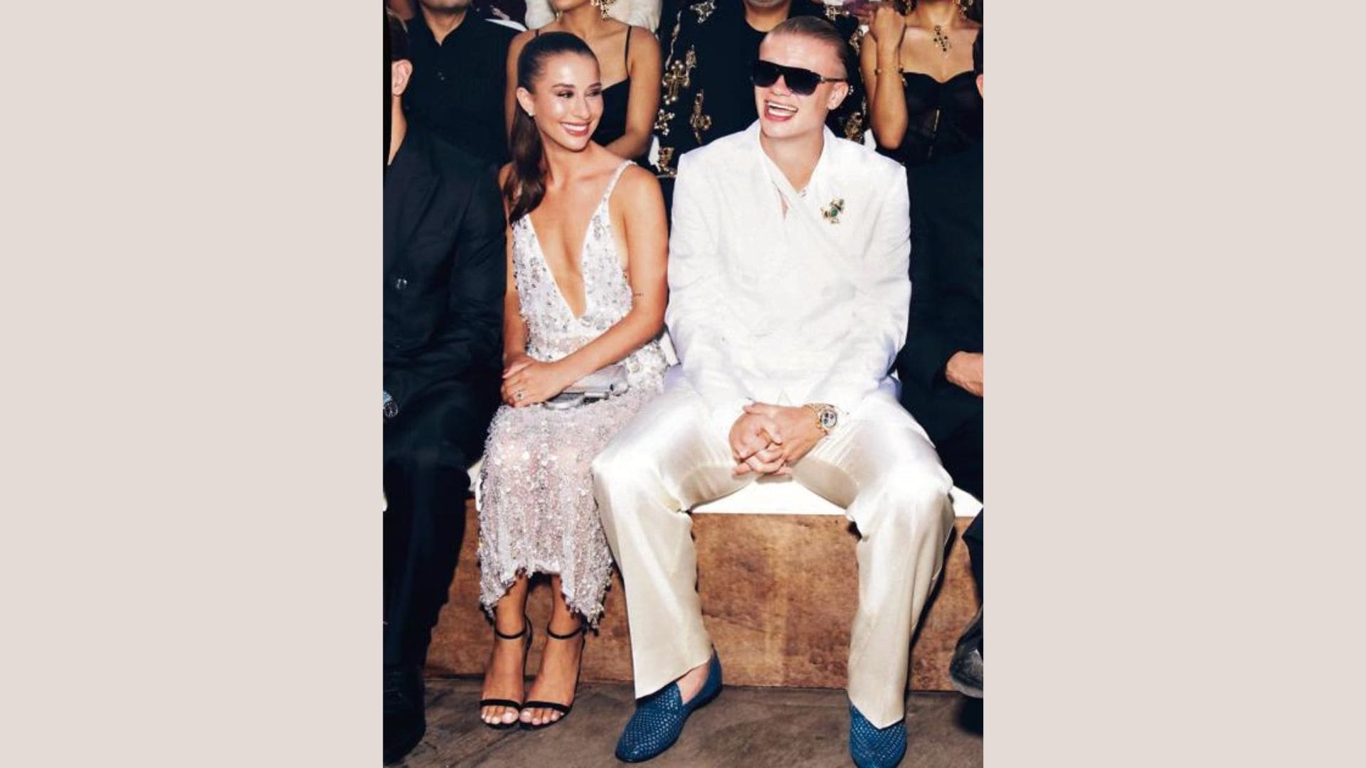 Erling Haaland with his girlfriend former footballer Isabel Haugseng Johansen at Dolce & Gabbana’s Alta Sartoria show in Taormina, Sicily. (Photo: instagram/ ig.arthur)