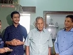 Upalakshya Goyal and his family members celebrate after he bags All India Rank 3 (AIR 3) in the NEET-UG 2026 examination, scoring 711 out of 720, in Jaipur on Friday.