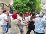 Clashes erupted between rival factions during the Qadian municipal council president election in Gurdaspur on Thursday. (ANI Video Grab)