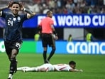 Enzo Fernandez #24 of Argentina celebrates scoring his team's first goal during the FIFA World Cup 2026 Semi Final match between England and Argentina at Atlanta Stadium in Atlanta, Georgia. (Getty Images via AFP)