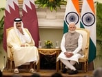Qatar's Emir Sheikh Tamim bin Hamad Al Thani and Prime Minister Narendra Modi. Modi conveyed condolences on the death of the Father Amir.