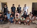 Police personnel with 13 individuals detained during a special verification drive in Gurugram, Tuesday, June 16, 2026. Police personnel with 13 individuals detained during a special verification drive in Gurugram, Tuesday, June 16, 2026.