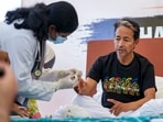 Sonam Wangchuk hunger strike LIVE: Climate activist Sonam Wangchuk being attended by a medical professional during a protest by Cockroach Janata Party (CJP) at the Jantar Mantar, in New Delhi, Friday, July 17, 2026. (PTI)