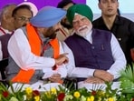 Seen here with state BJP chief Kewal Singh Dhillon, PM Narendra Modi (wearing a turban for the occasion) claimed that only the BJP, which has never held power on its own in the Sikh-majority state, will work to make Punjab developed and self-reliant, at a BJP rally in Jalandhar on Friday. Union minister Ravneet Singh Bittu was seen too.