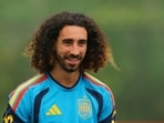 Spain's Marc Cucurella takes part in a training session at Melanie Lane Training Grounds in East Hanover, New Jersey, ahead of the FIFA World Cup 2026 final on July 16, 2026.