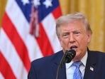 US President Donald Trump speaks about election security during an address to the nation from the East Room of the White House in Washington.
