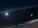 Image shows the Beta Pictoris system with the discovered giant exoplanet Beta Pictoris d at the right.