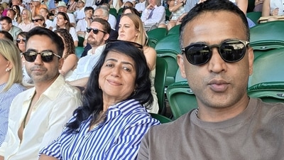 Revathi Kamath attended the Wimbledon men’s final with her sons Nithin and Nikhil during a London trip. (Instagram/revathikamath.world) Revathi Kamath attended the Wimbledon men’s final with her sons Nithin and Nikhil during a London trip. (Instagram/revathikamath.world)