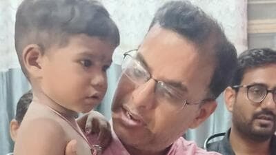 A medical team was rushed to the scene and oxygen was continuously supplied to the child in the borewell through a pipe. (HT photo) A medical team was rushed to the scene and oxygen was continuously supplied to the child in the borewell through a pipe. (HT photo)